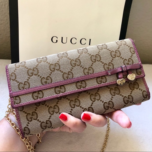 Gucci Handbags - GUCCI Guccissima GG Monogram Heart Wallet on Chain